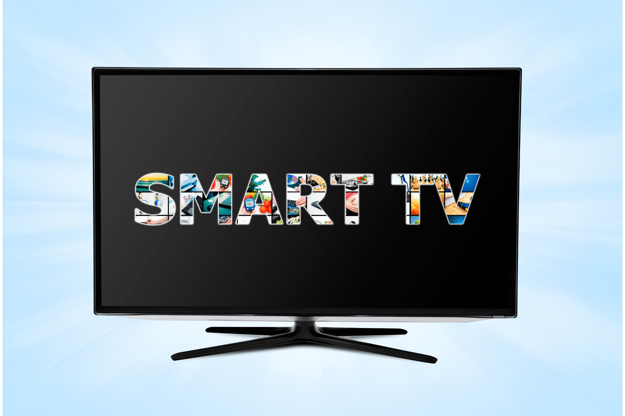 Modern TV with Smart TV words on screen